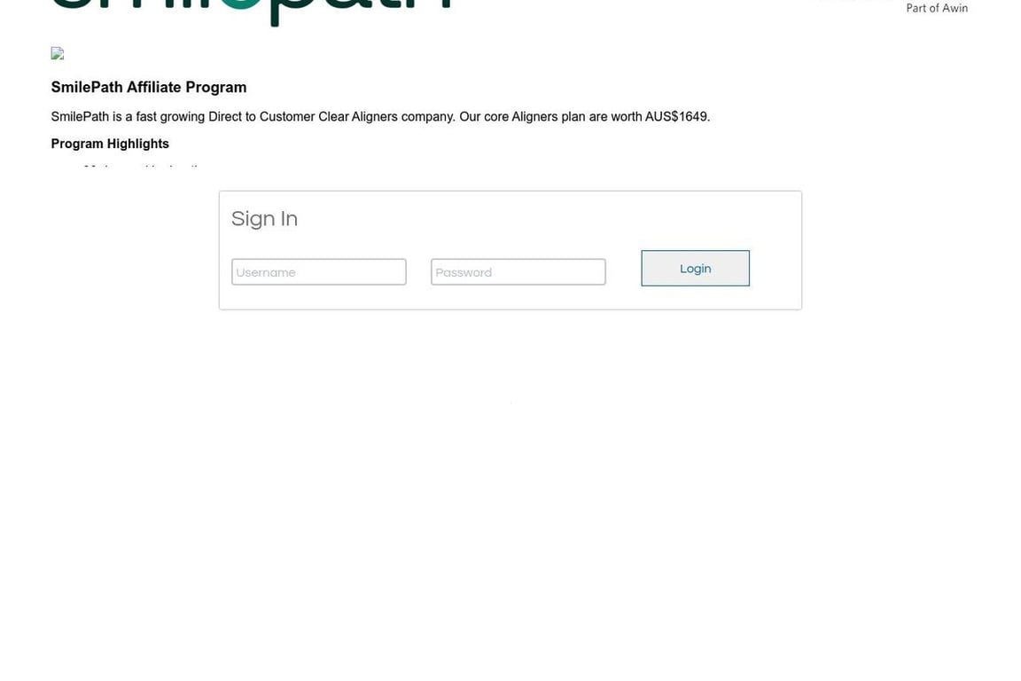 SmilePath affiliate program signup page