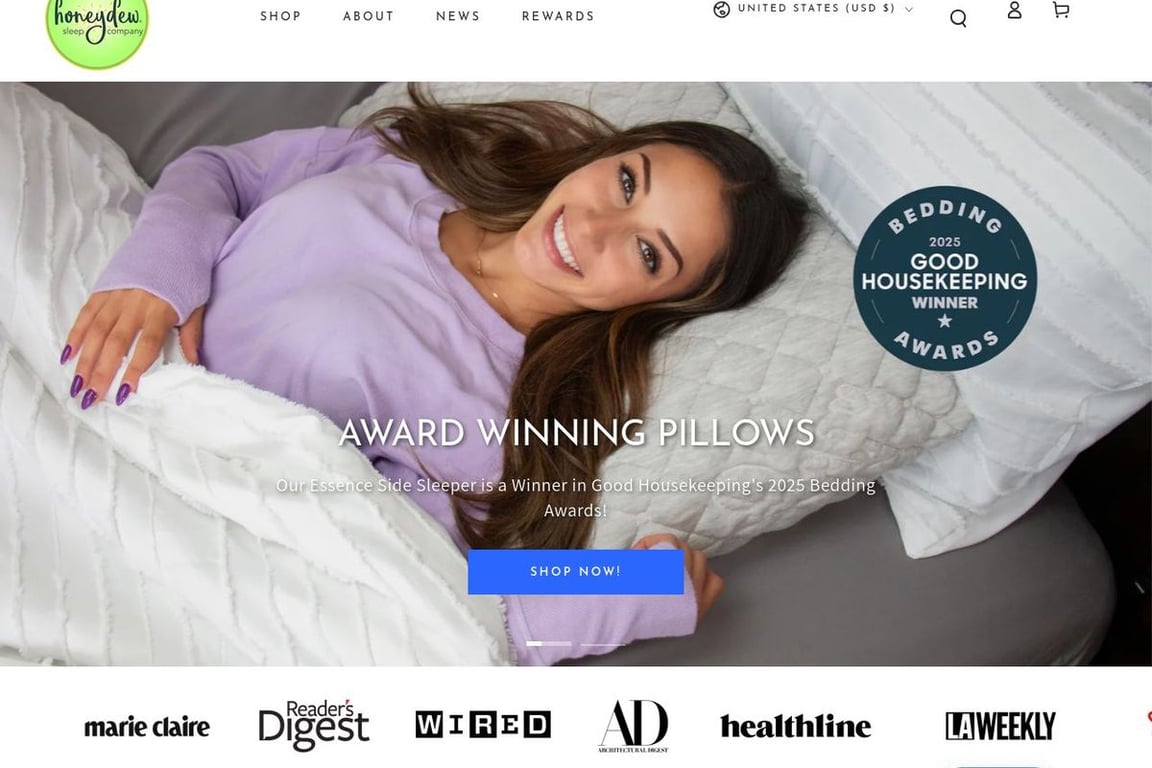 Honeydew Sleep homepage