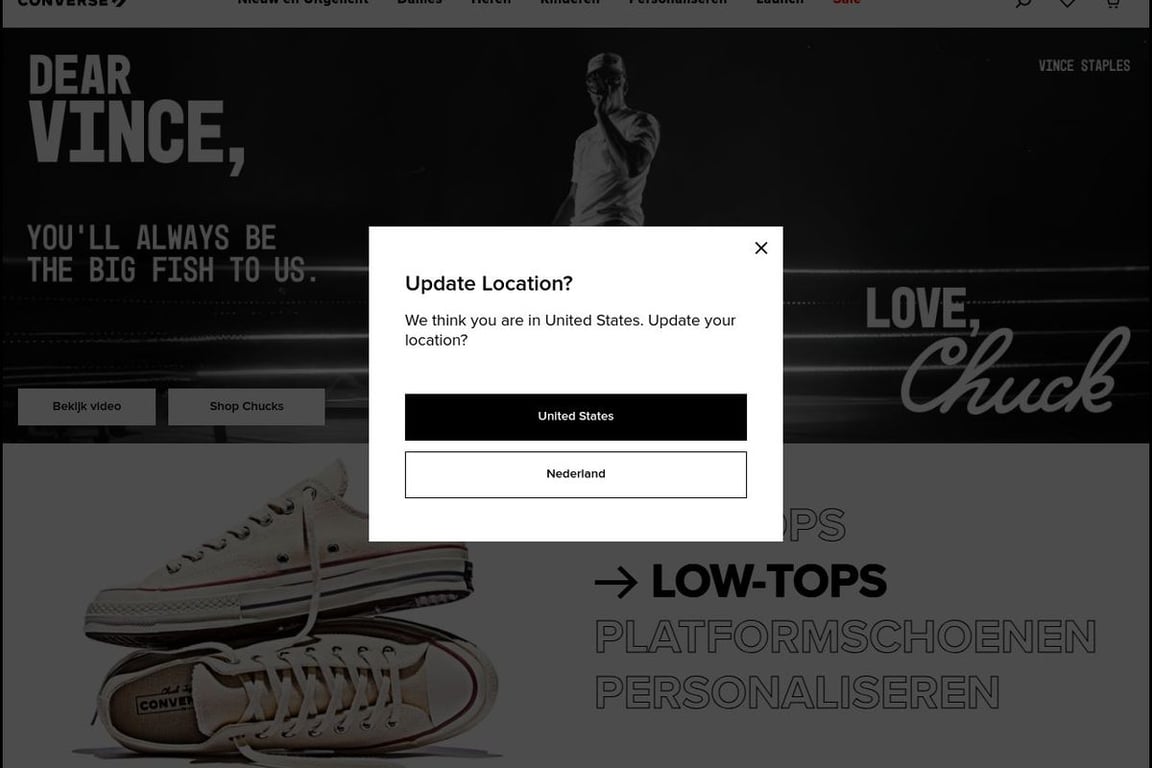 Converse NL homepage