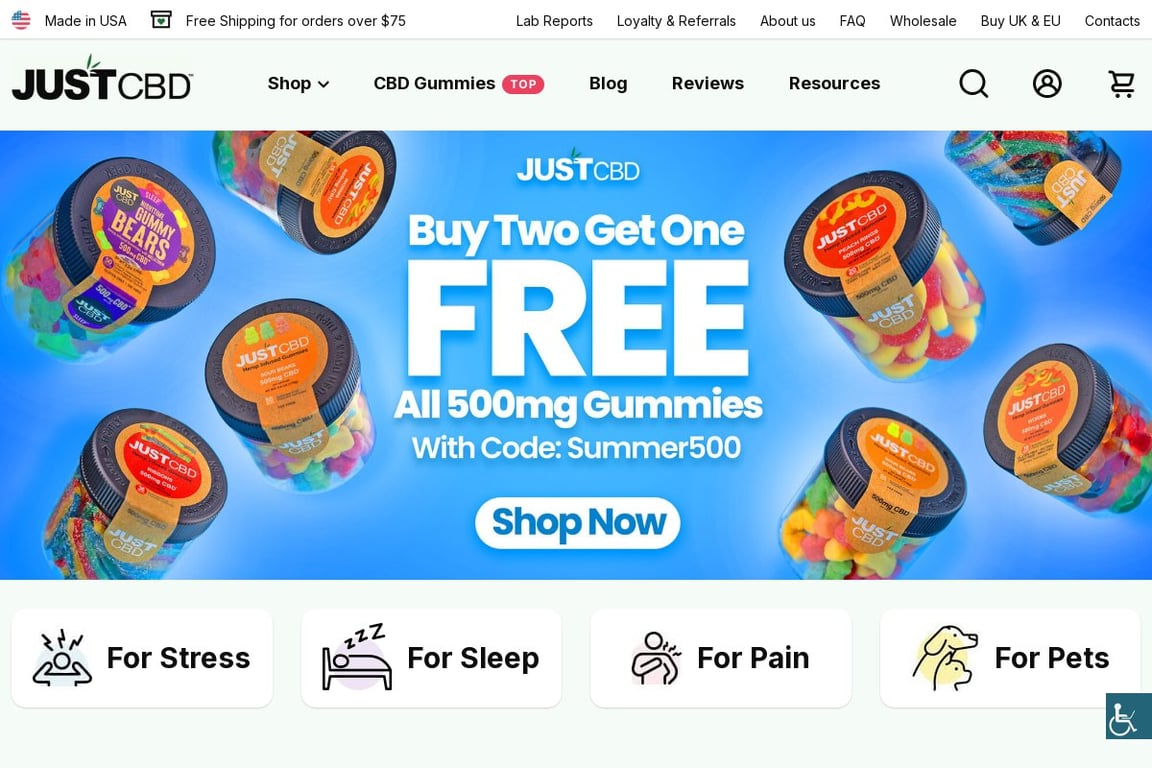 Just CBD homepage