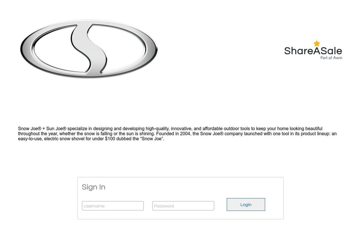 Snow Joe, LLC affiliate program signup page