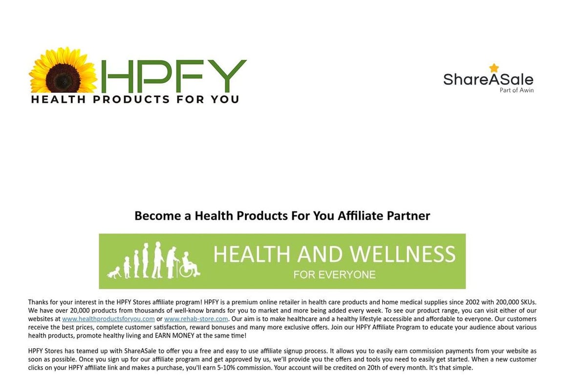 Rehab Store affiliate program signup page