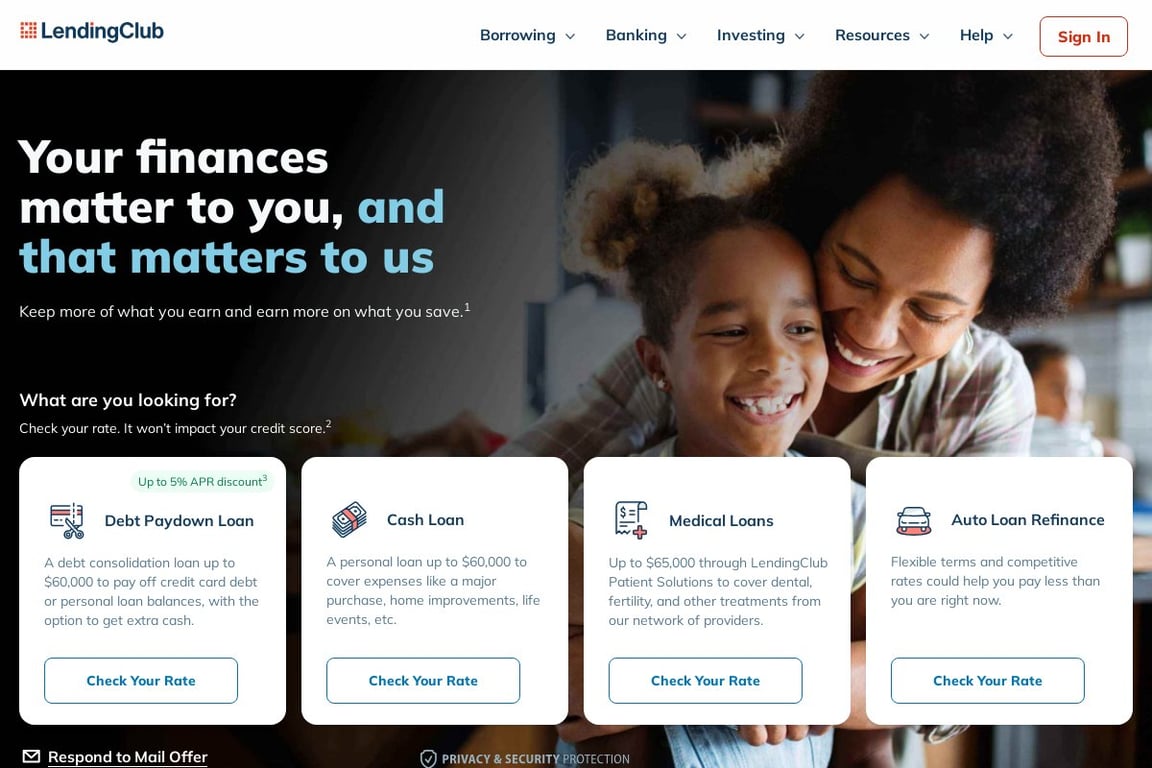 LendingClub homepage