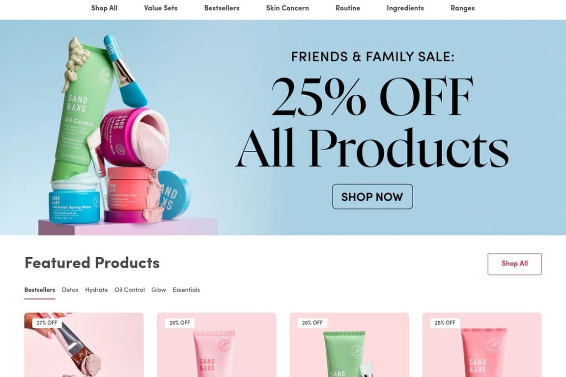 Sand & Sky homepage