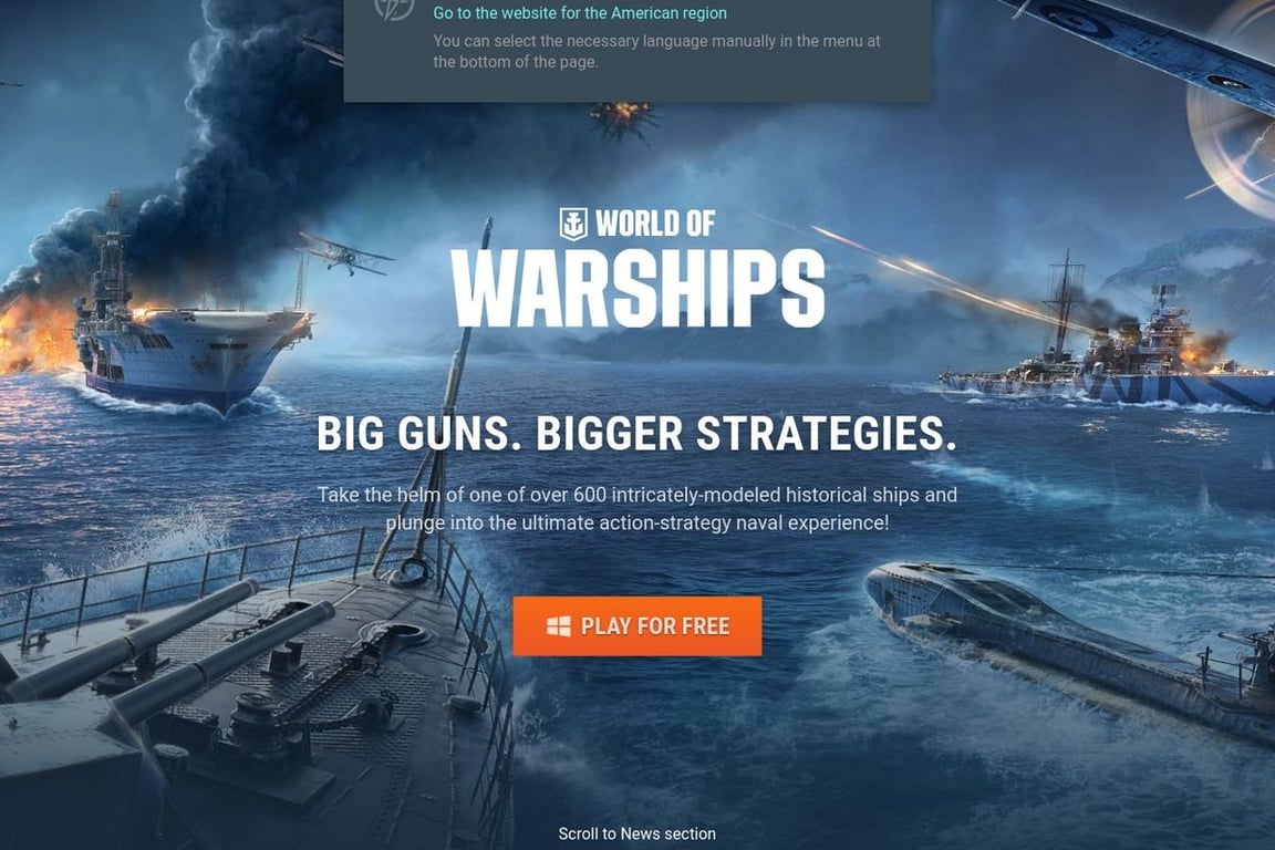 World of Warships homepage