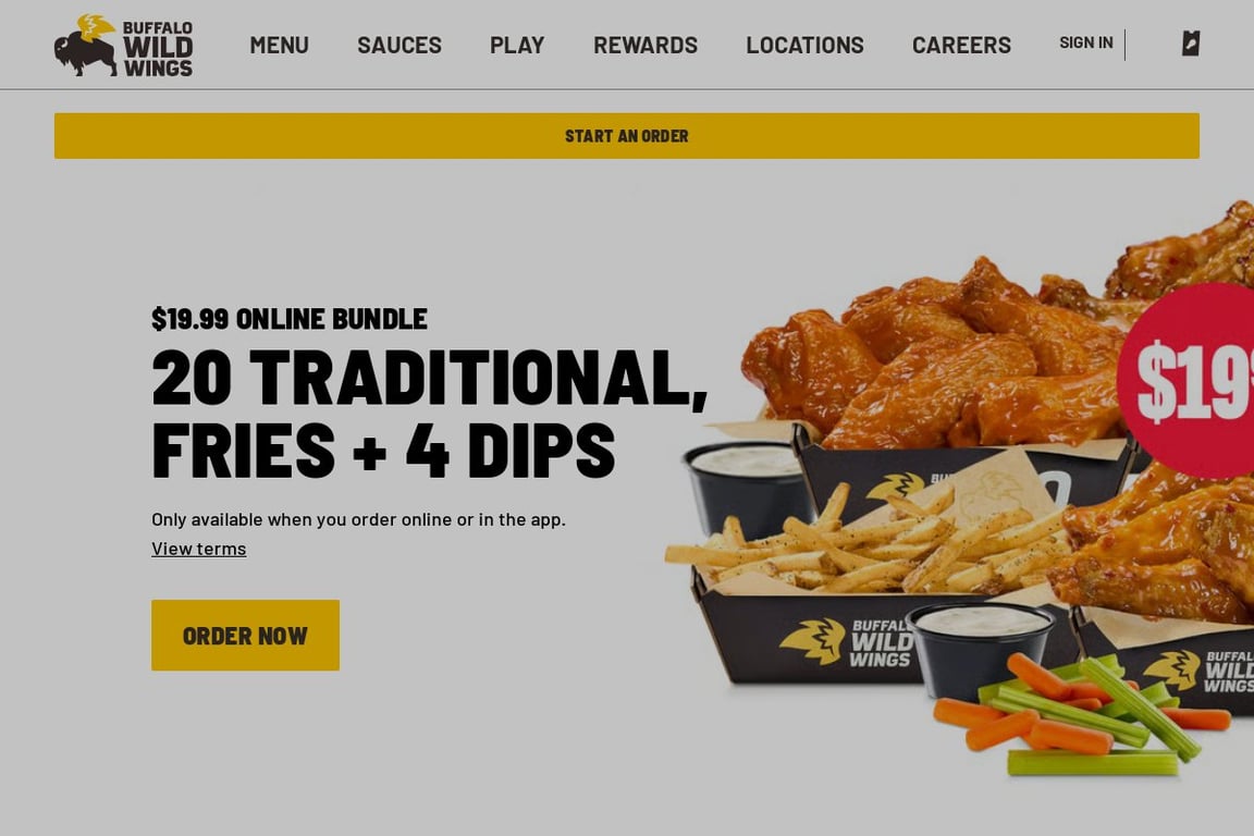 Buffalo Wild Wings homepage