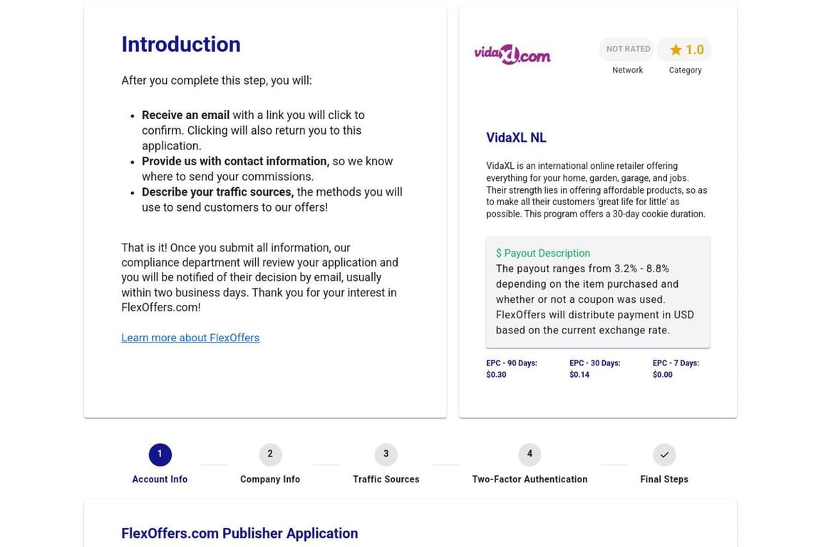 VidaXL NL affiliate program signup page