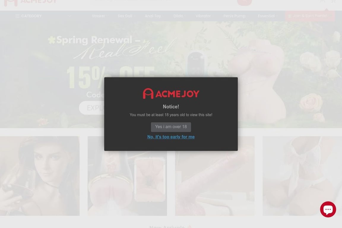 AcmeJoy.com homepage