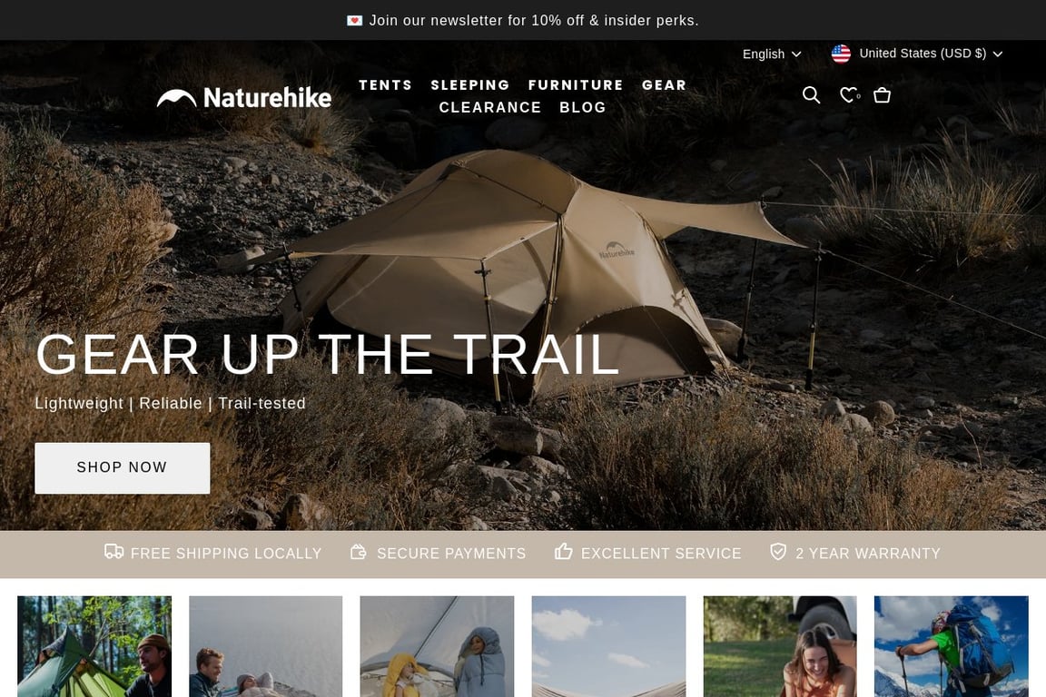 Naturehike homepage