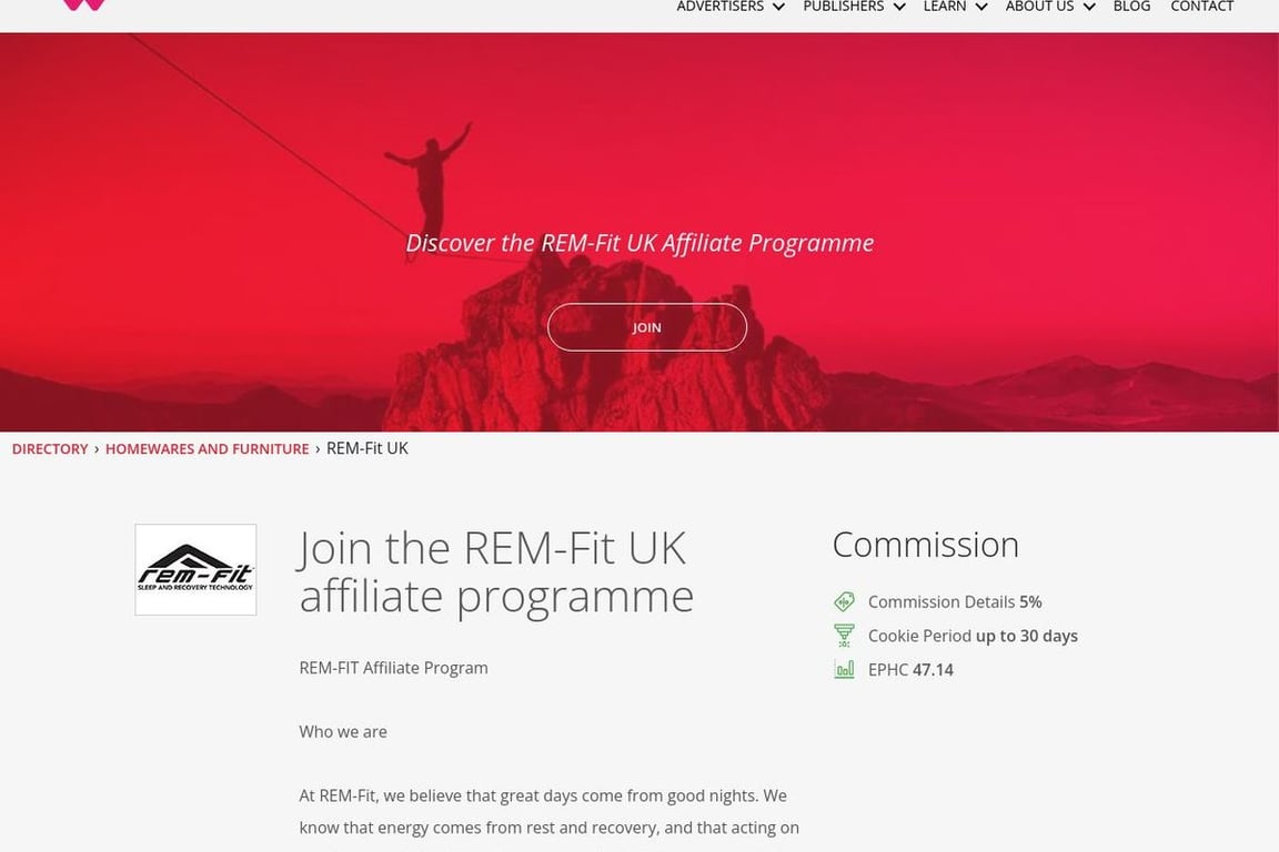 REM-Fit UK affiliate program signup page