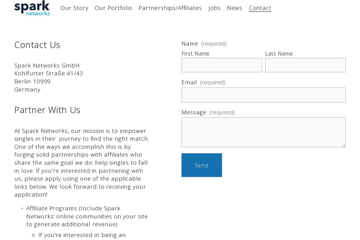 Spark Networks affiliate program signup page