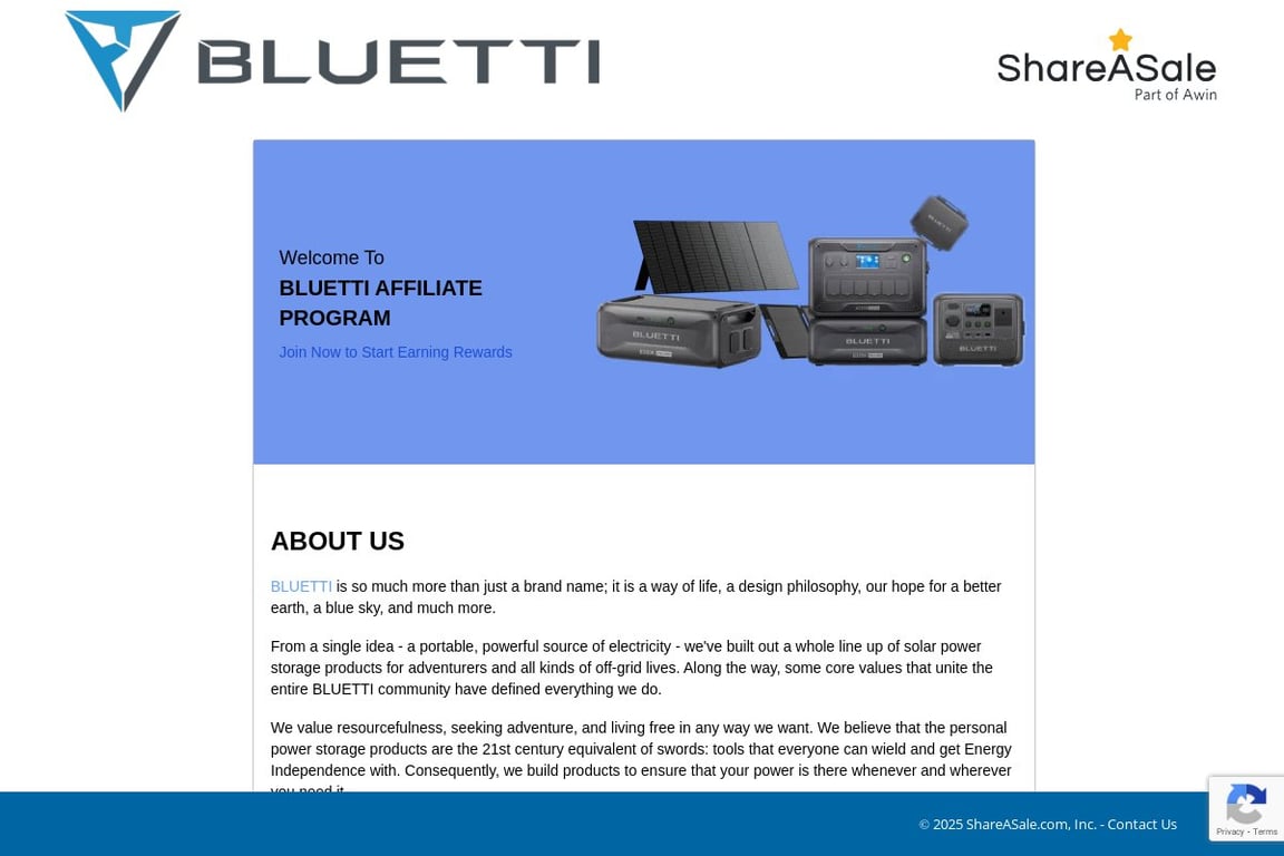Bluetti Power UK affiliate program signup page