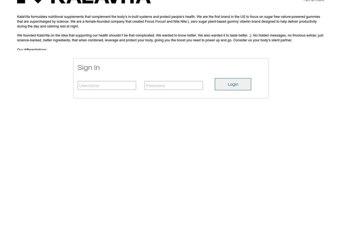 KalaVita affiliate program signup page