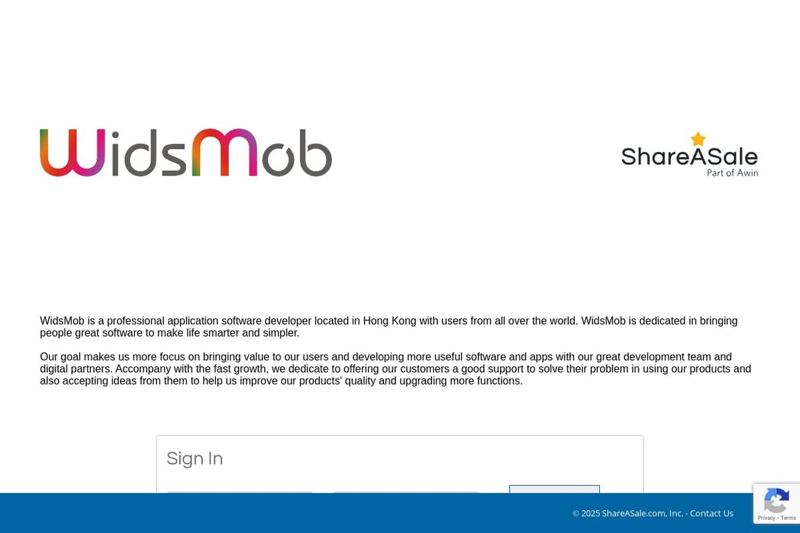 WidsMob affiliate program signup page