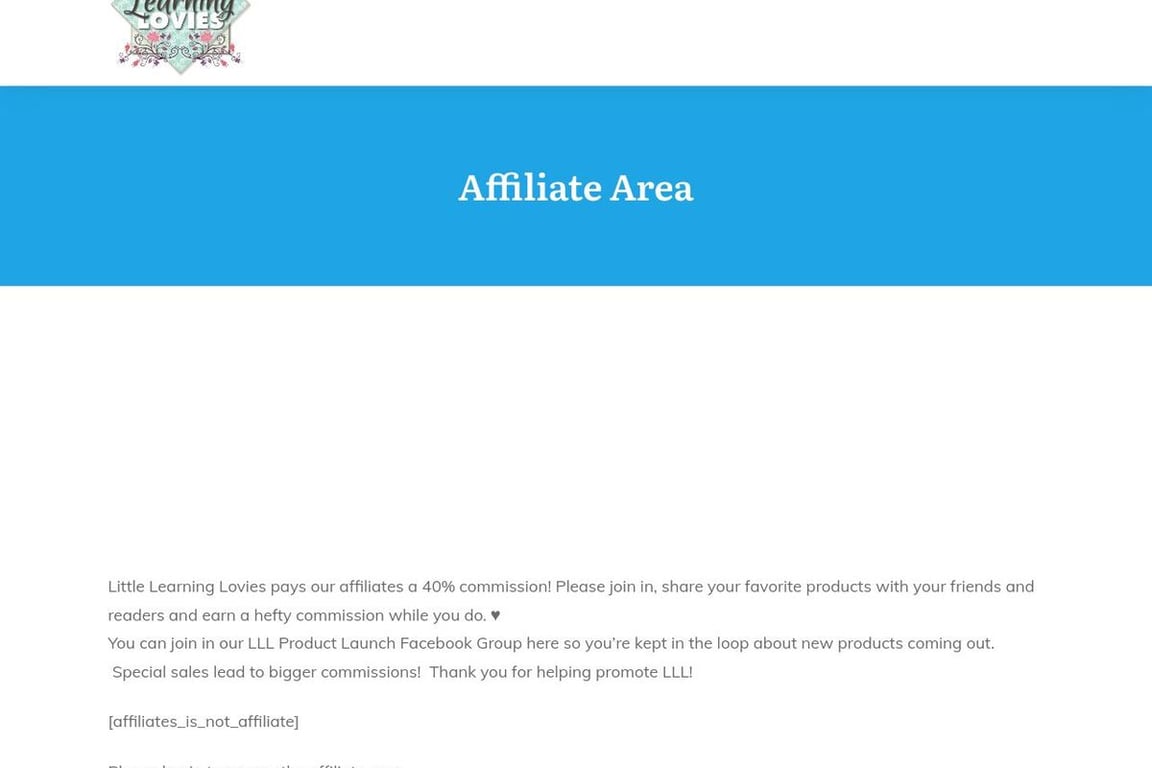 Little Learning Lovies affiliate program signup page