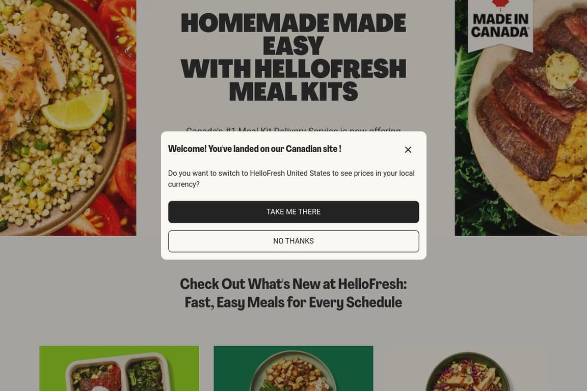 HelloFresh CA homepage