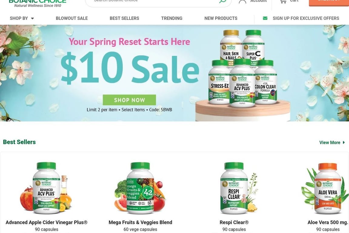 Botanic Choice homepage