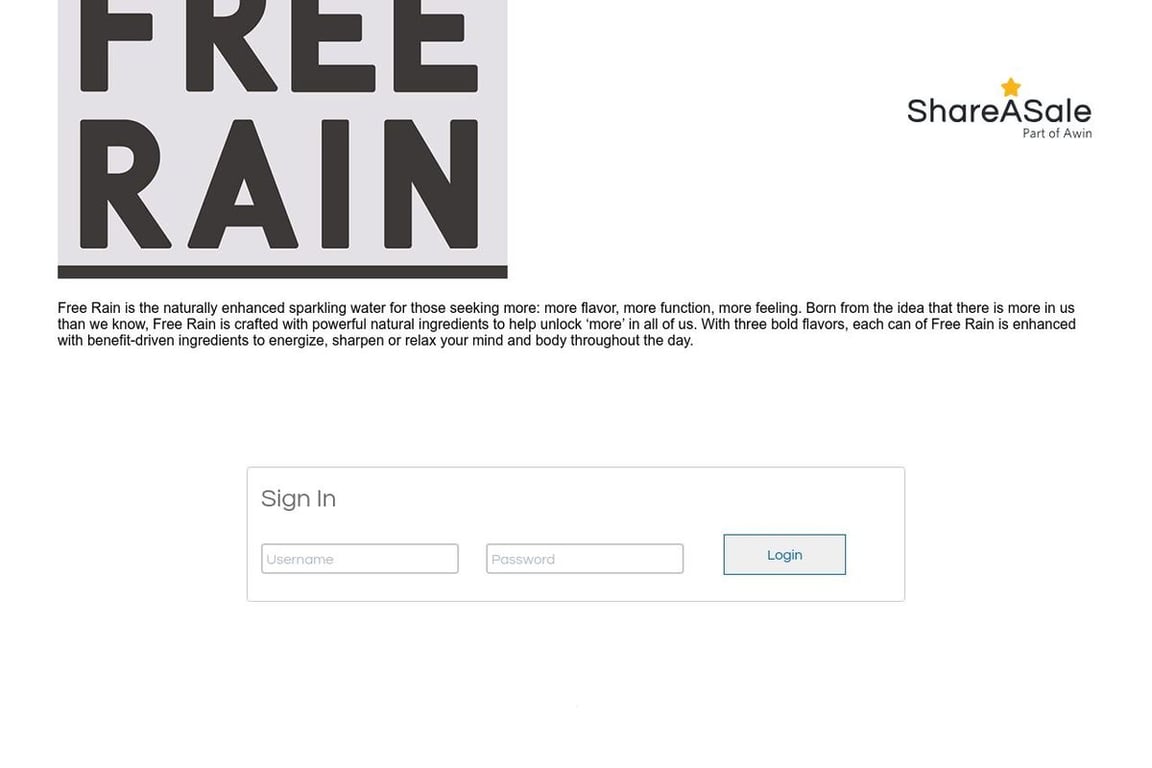 Free Rain affiliate program signup page