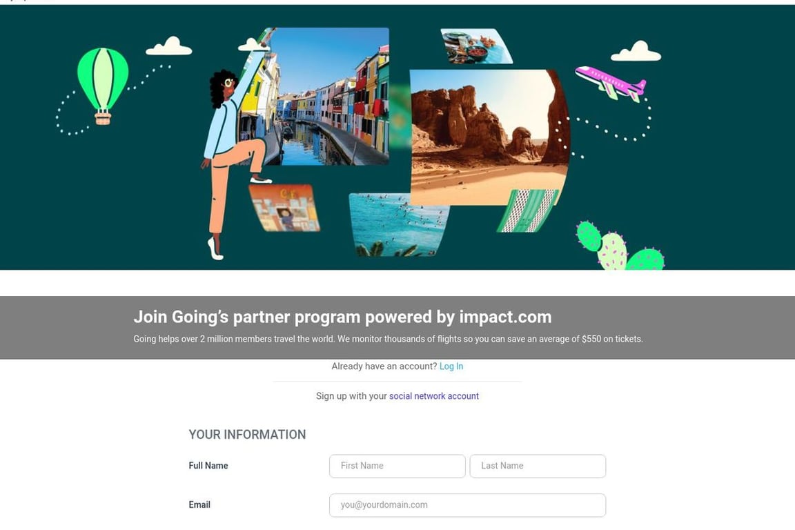 Scott’s Cheap Flights affiliate program signup page