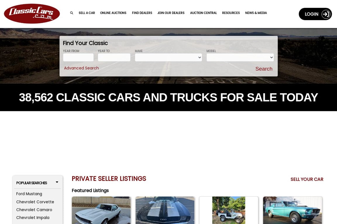 ClassicCars homepage