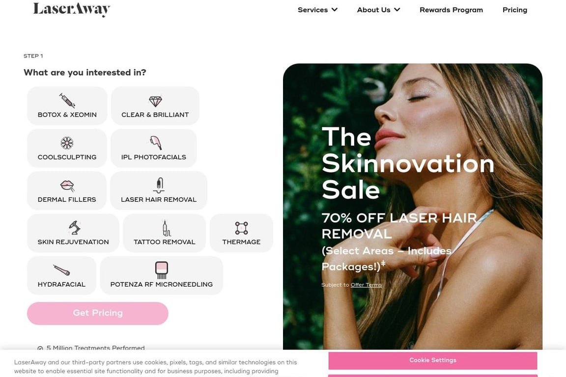 LaserAway homepage