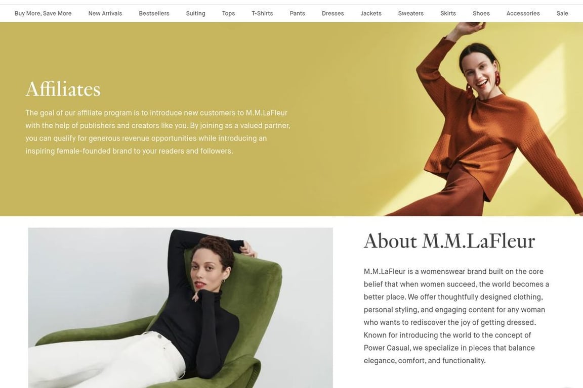 MM LaFleur affiliate program signup page