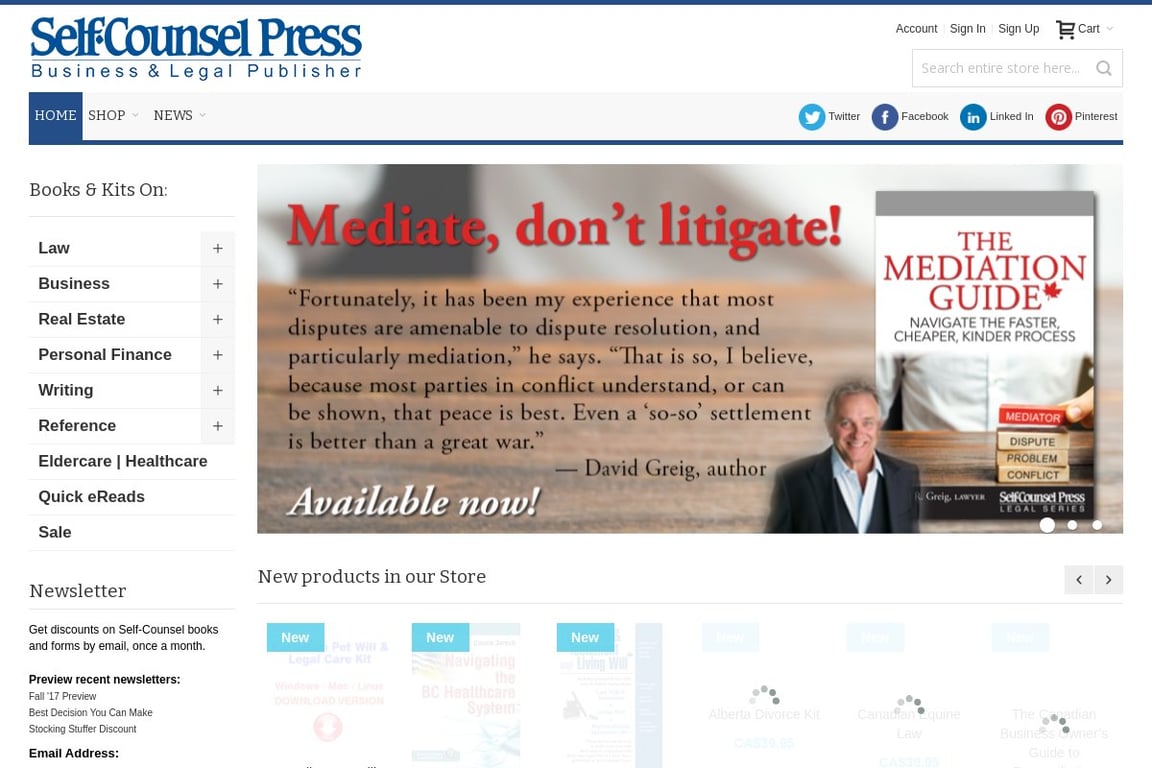Self-Counsel Press homepage