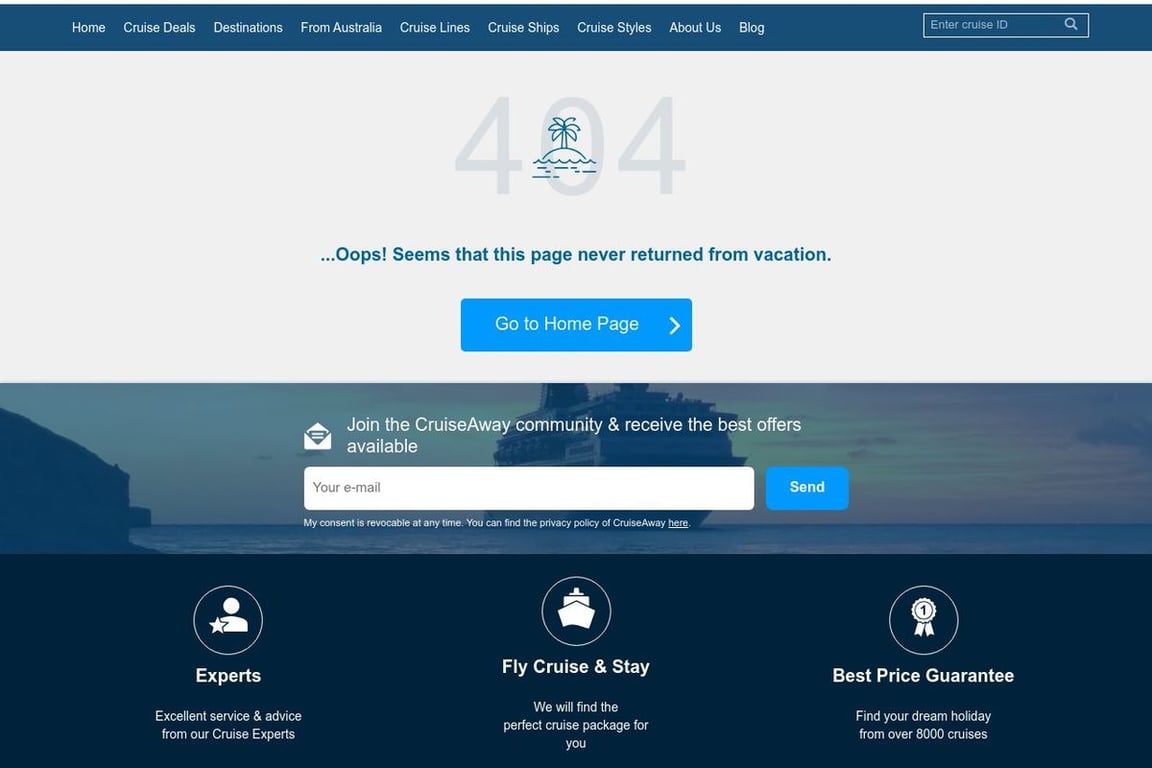 CruiseAway affiliate program signup page