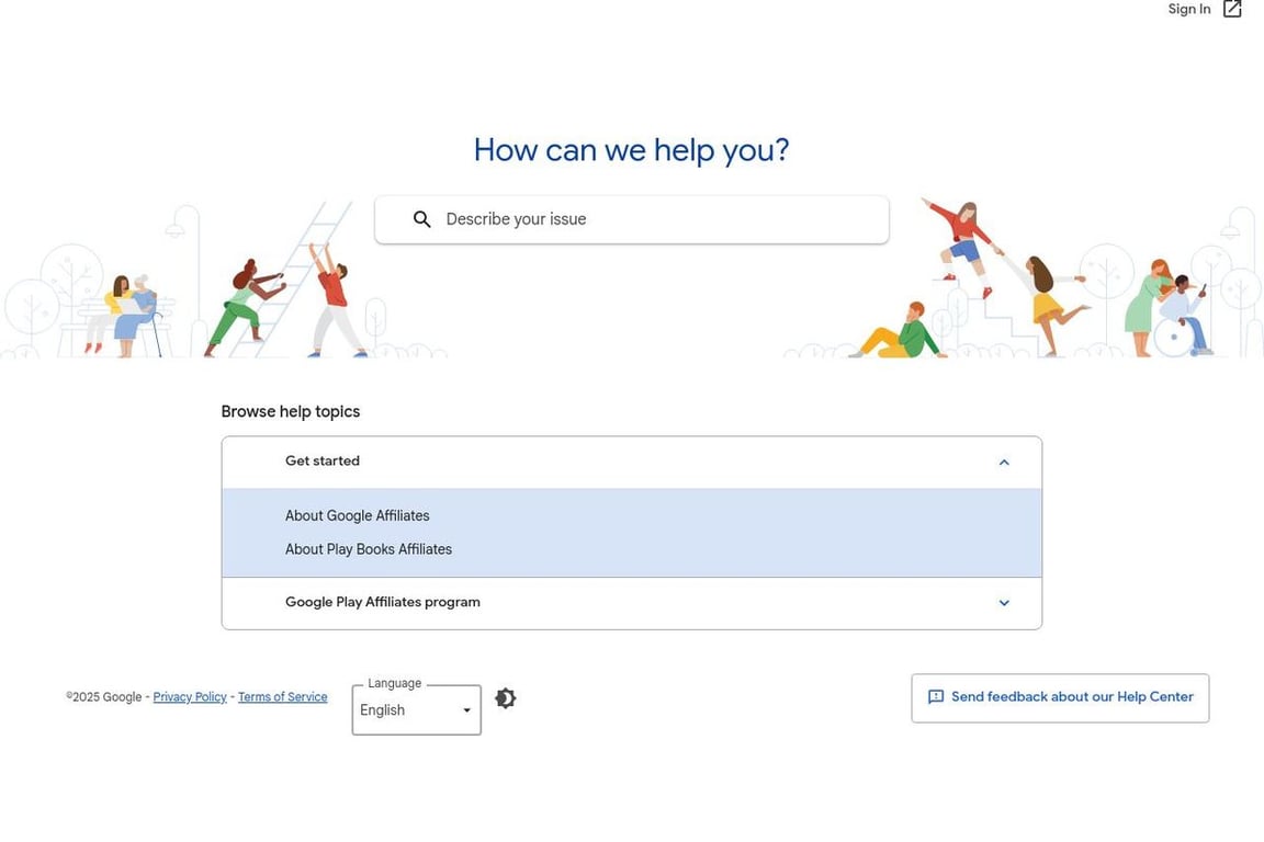 Google Affiliates homepage