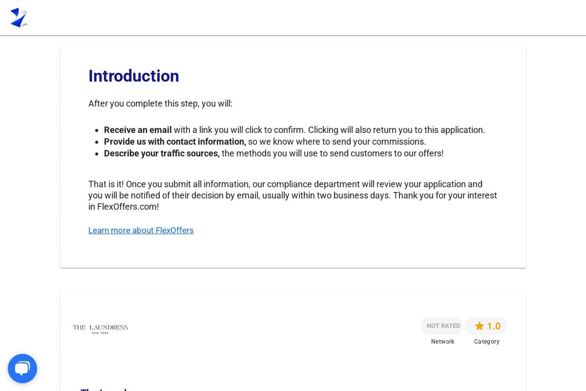 The Laundress affiliate program signup page