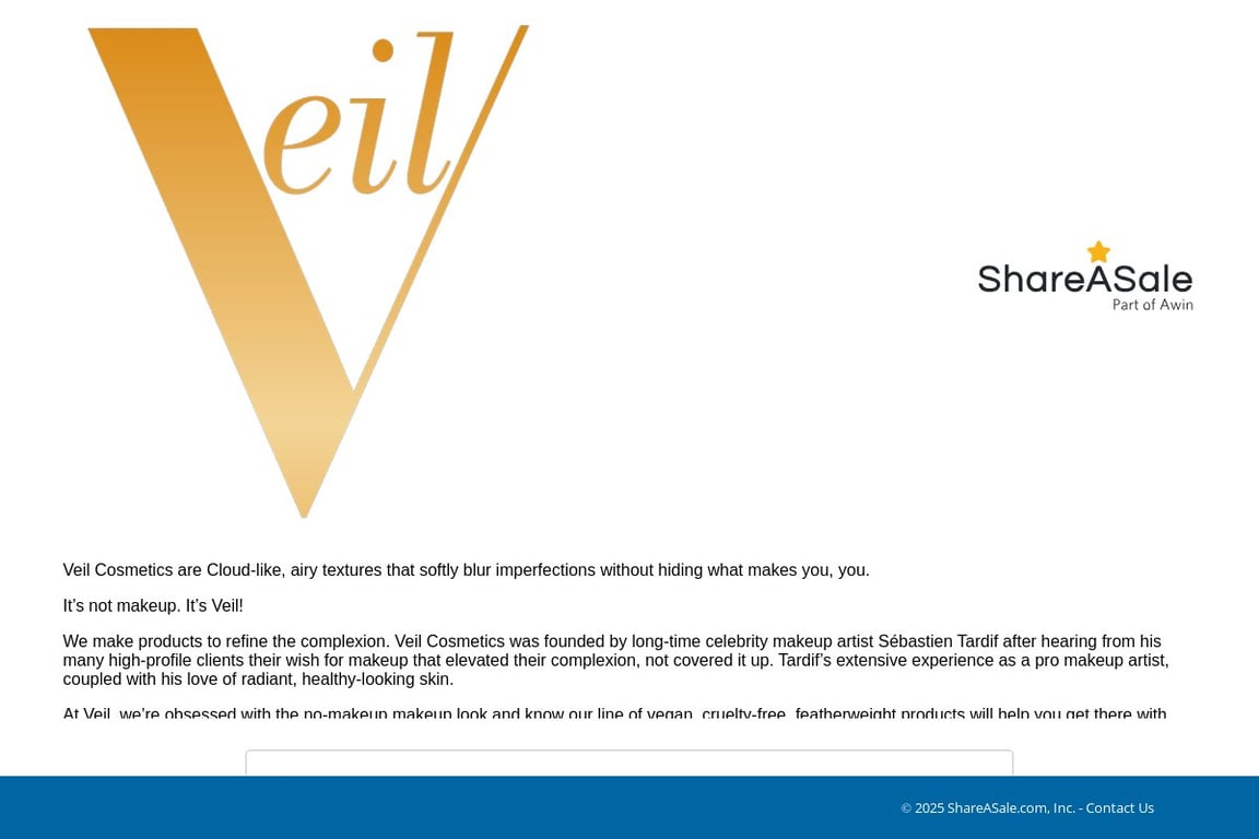 Veil Cosmetics affiliate program signup page