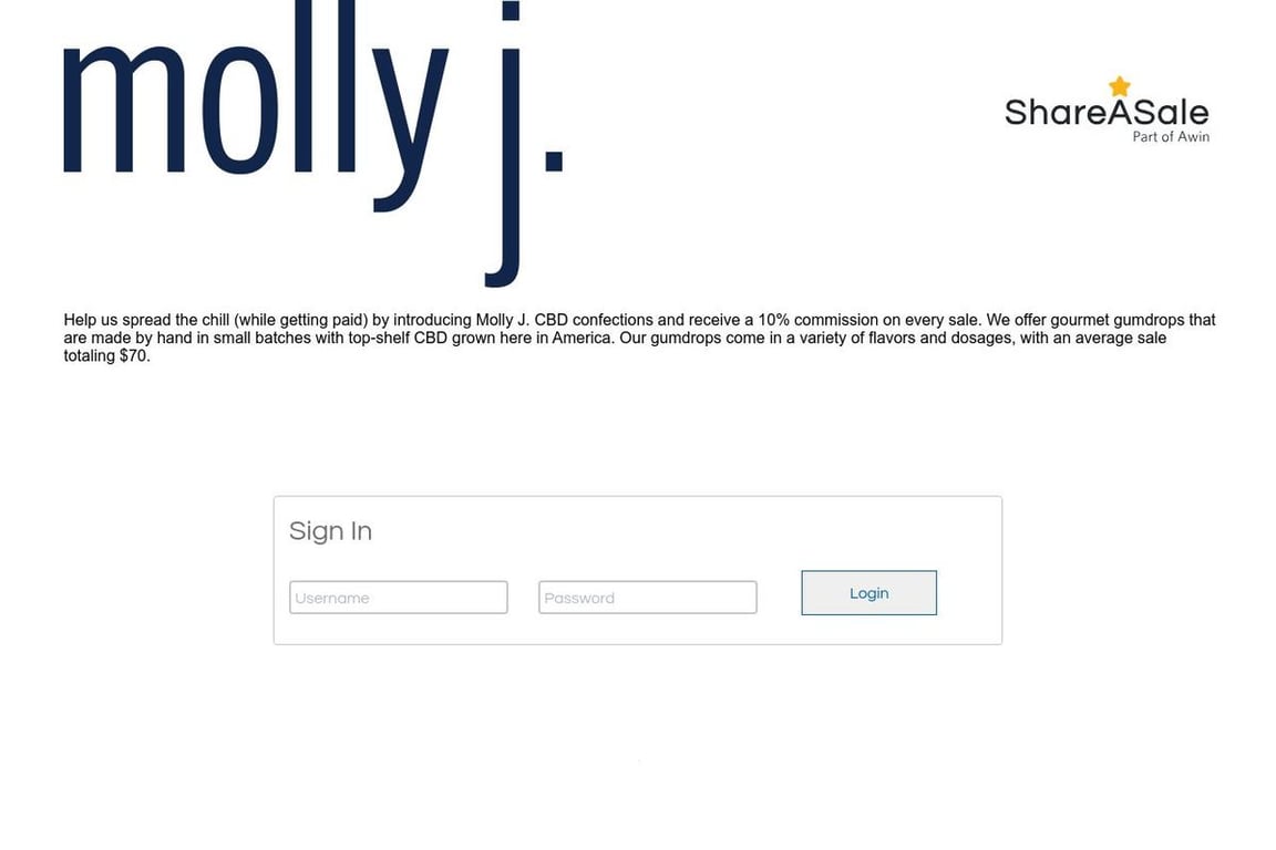 Molly J. affiliate program signup page