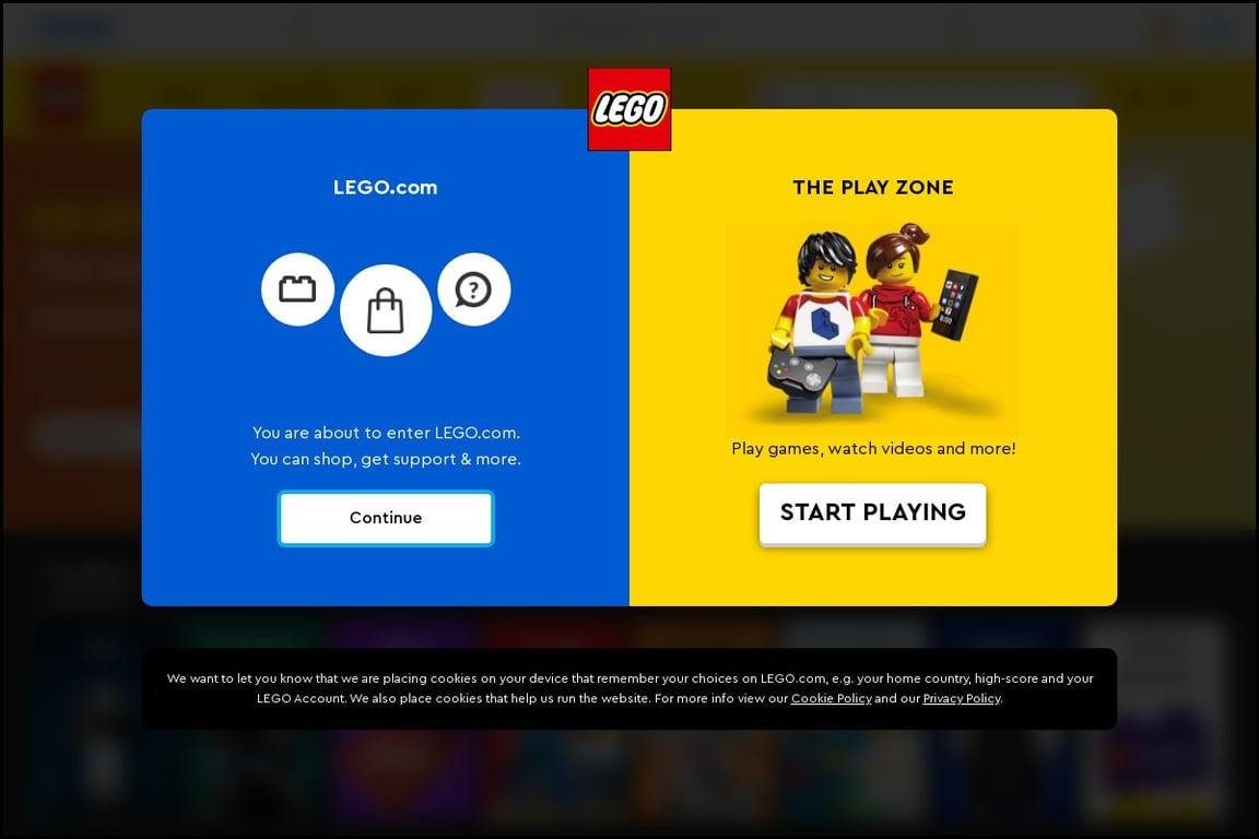 Lego homepage