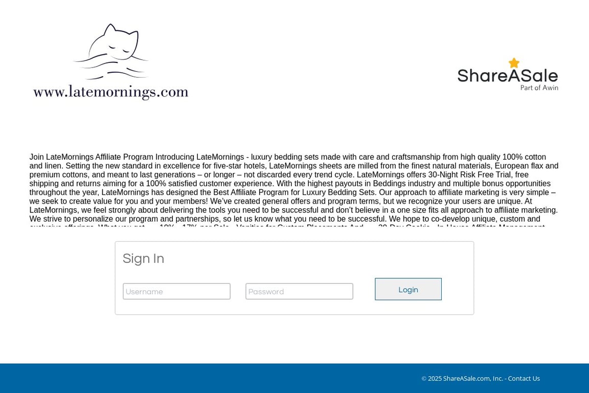 LateMornings affiliate program signup page