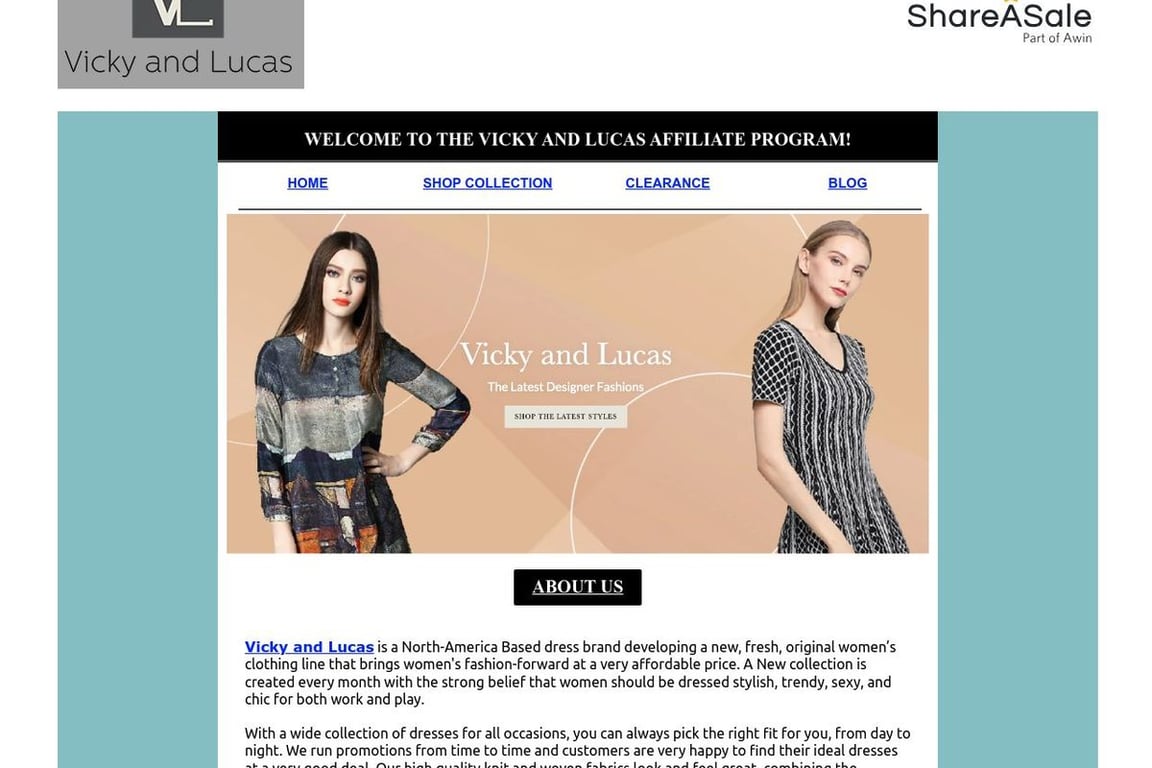 Vicky & Lucas Inc. affiliate program signup page