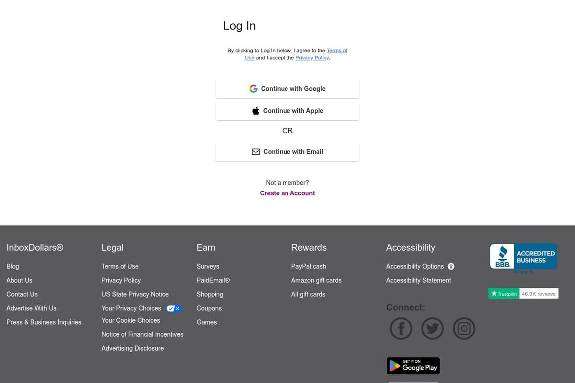InboxDollars affiliate program signup page