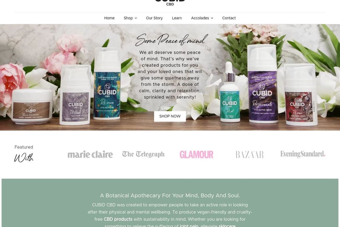 Cubid CBD homepage