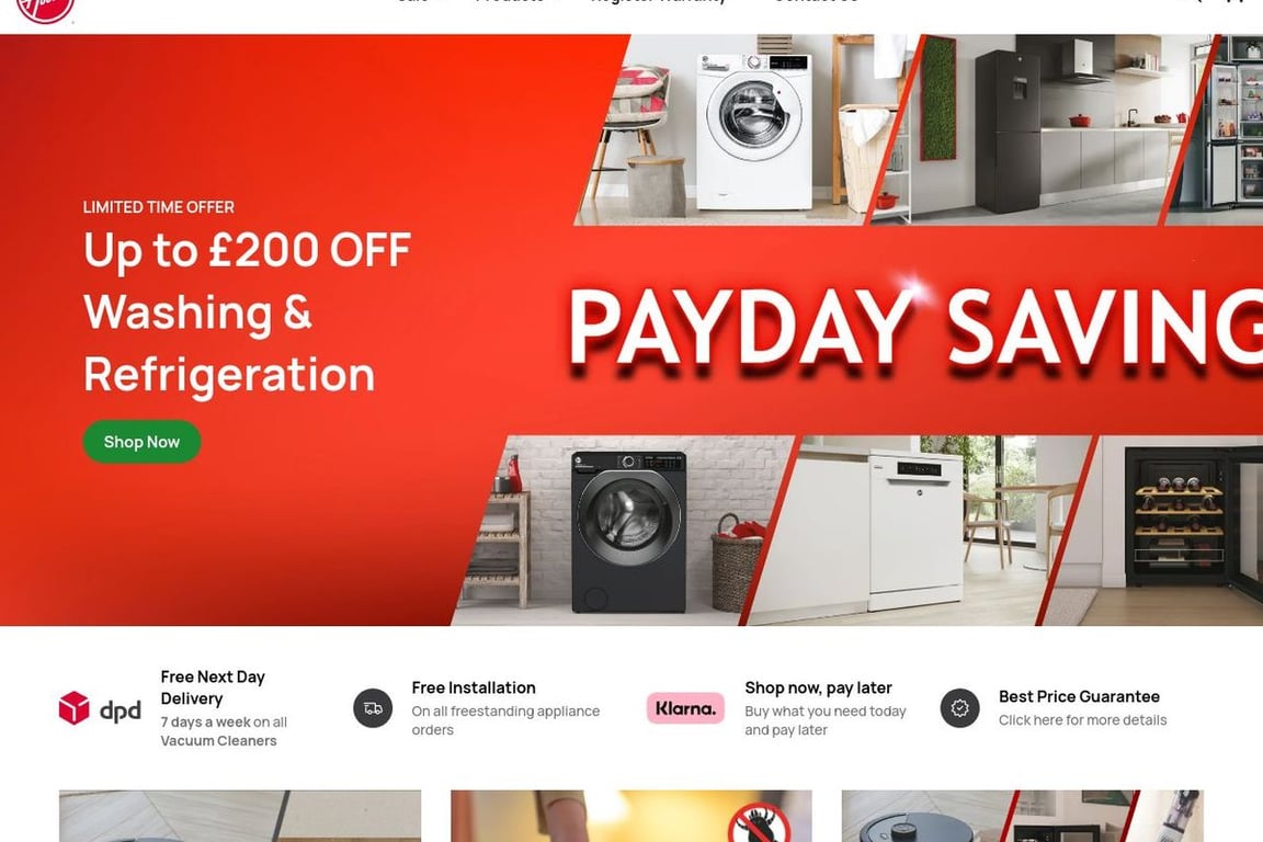 Hoover UK homepage