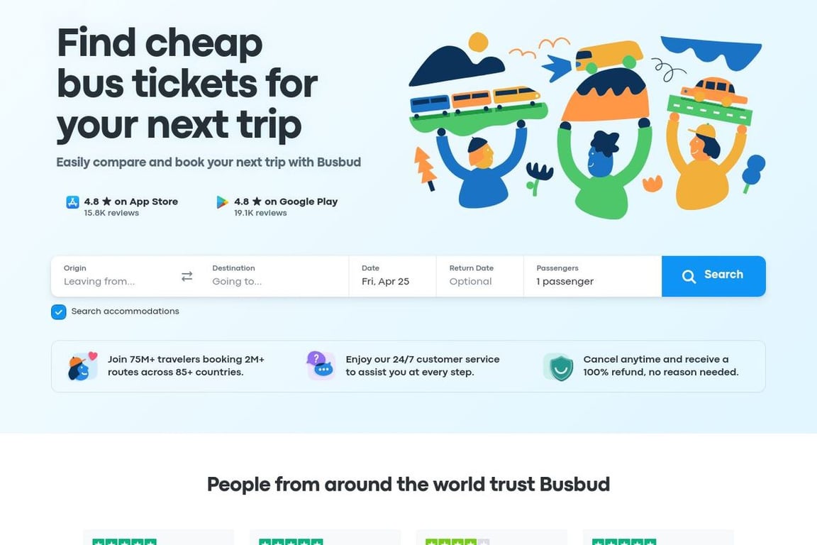 Busbud homepage