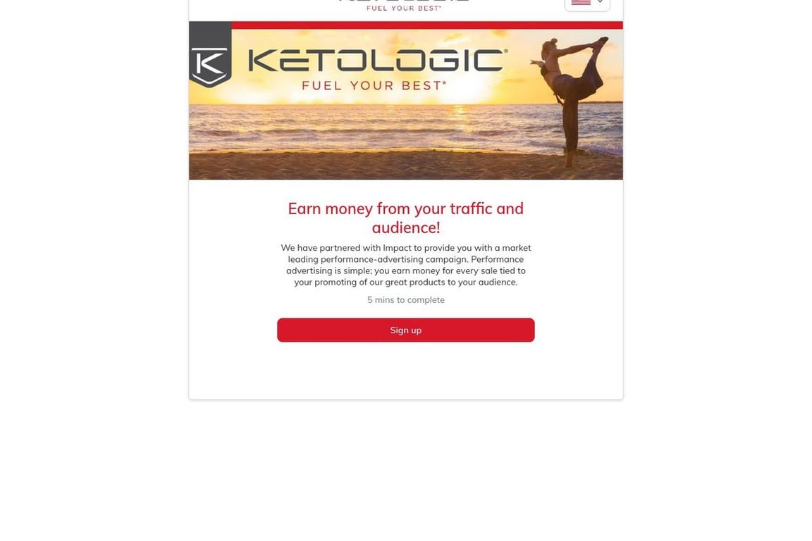 KetoLogic affiliate program signup page