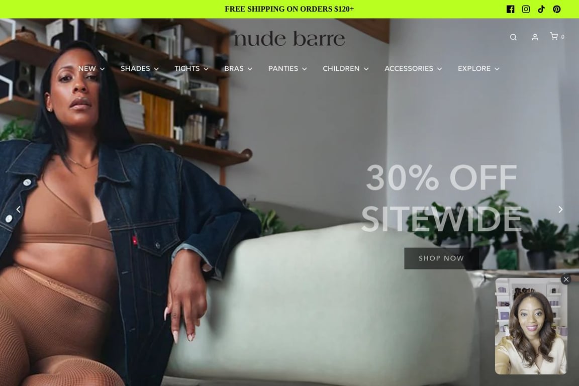 Nude Barre homepage
