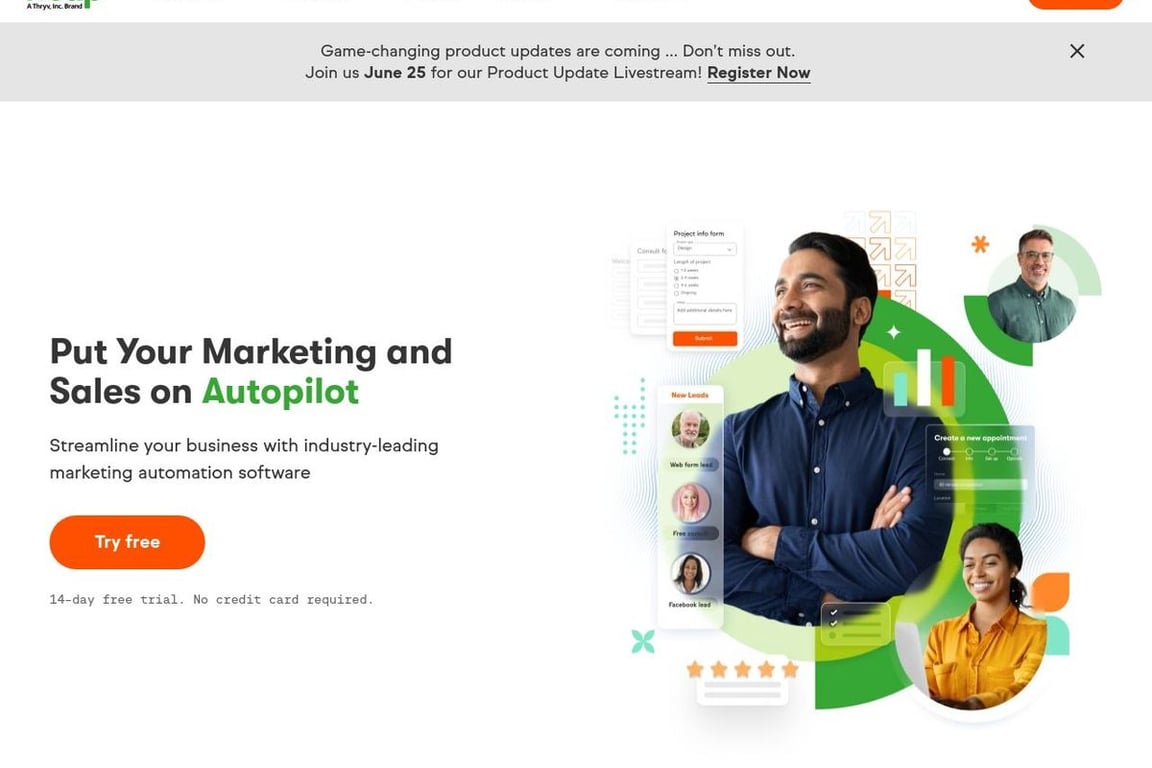 Keap homepage