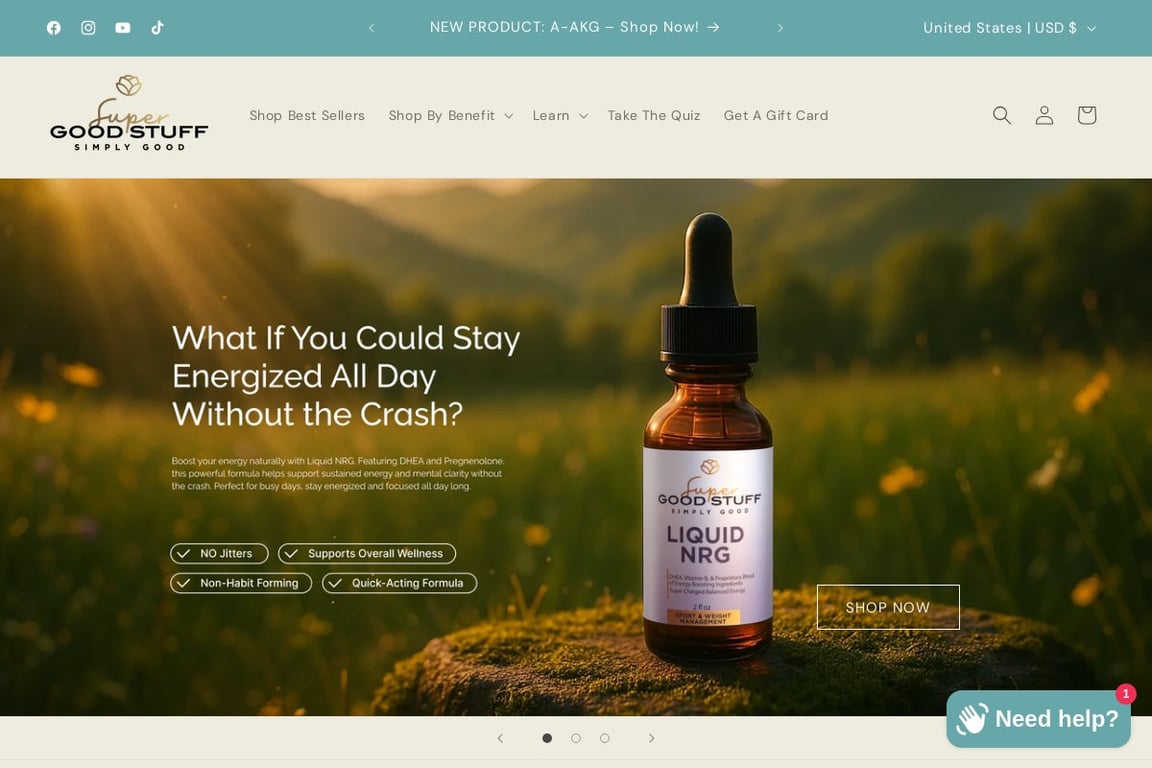 Super Good Stuff homepage