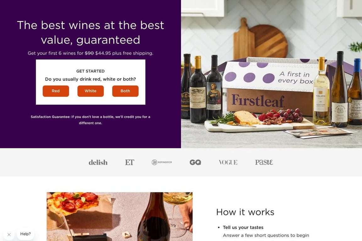 Firstleaf Wine Club homepage