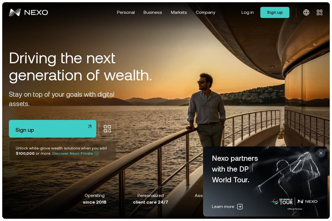 Nexo homepage