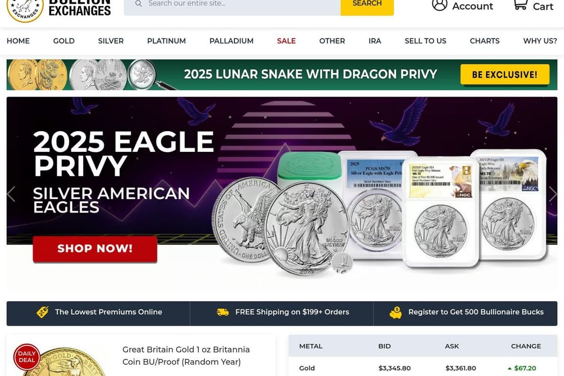 Bullion Exchanges homepage