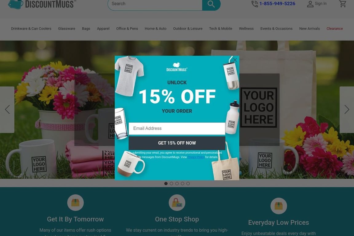 DiscountMugs homepage