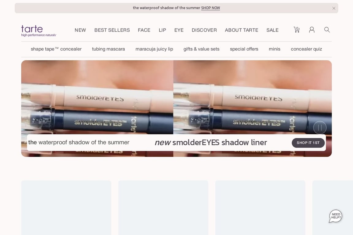 Tarte homepage