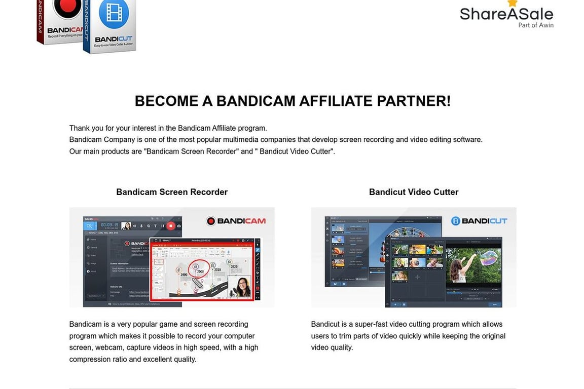 BANDICAM COMPANY LLC affiliate program signup page