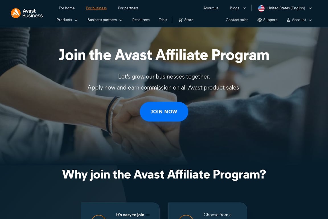 Avast affiliate program signup page